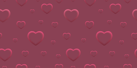 Seamless rose love pattern with hearts. Beautiful paper cut heart on background. Papercut illustration for cosmetic product display, valentine day wrapping paper, presentation, textile, wallpaper.