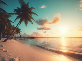 Fototapeta na wymiar Tropical Paradise: A Breathtaking Beach Getaway. Ai Generative