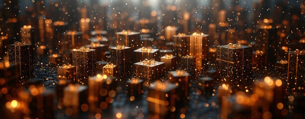 Golden Gift Boxes: A Sparkling Celebration of December's Festive Spirit Generative AI