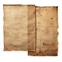 Old worn paper sheet. Isolated on Transparent background