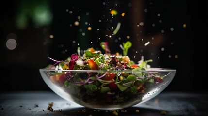 AI generated illustration of a bowl of freshly prepared salad