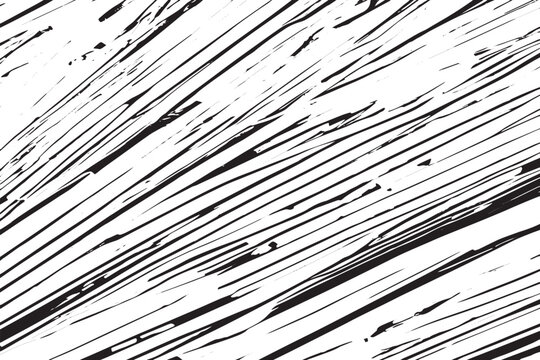 black random lines or scratches on white paper, vector image background texture
