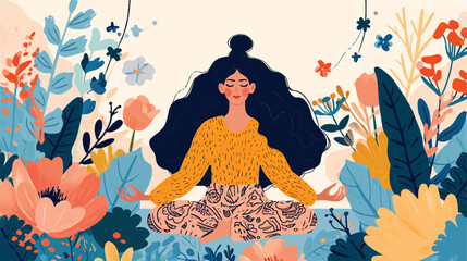 Woman meditating. Self-care, self-love, harmony.