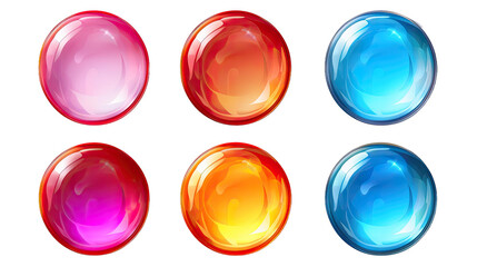 set of colorful spheres soap bubbles isolated on white background