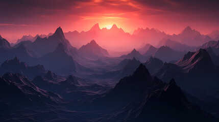 Mountain peak illustration, mountain aerial photography PPT background illustration