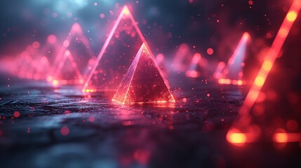 Pink Triangle in the Dark: A Glowing Geometric Gem Generative AI