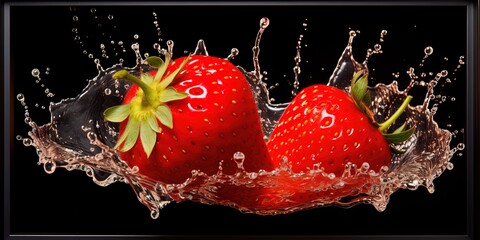 fresh strawberries with a splash of water