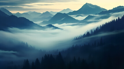 Majestic mountains, panoramic peaks PPT background