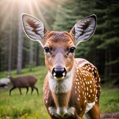 AI generated illustration of A white-tailed deer enjoying a peaceful moment