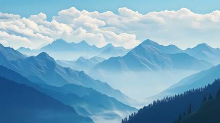 Majestic mountains, panoramic peaks PPT background