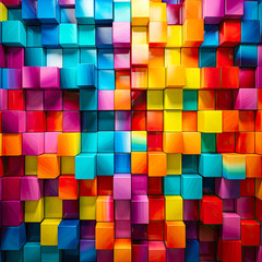 a wall of brightly colored cubes