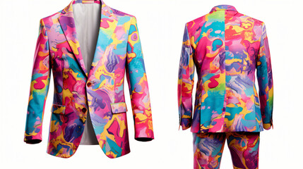 Vibrant suit with motley pattern