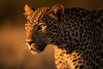 AI generated illustration of a majestic leopard in a vast grassy field