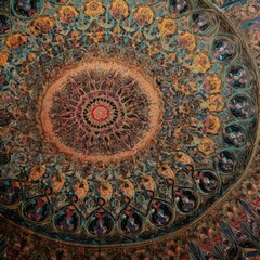 Obraz premium AI-generated illustration of a vibrant and detailed Persian carpet.