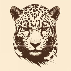 Flat logo of vector Jaguar, Cute Kawaii Simple Grunge Distressed Print-on-Demand Design for T-shirt, Solid Background