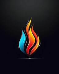AI generated illustration of an abstract flame logo on a black background