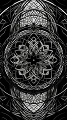 AI generated illustration of an abstract white and black background with flower patterns