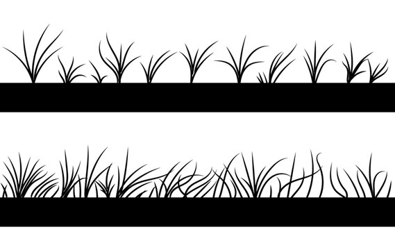 Abstract vector grass black and white silhouette