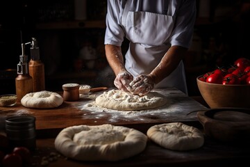 Obraz na płótnie Canvas Preparation of pizza dough