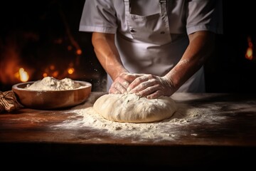 Obraz na płótnie Canvas Preparation of the dough.