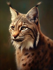 AI generated illustration of a beautiful lynx posed alertly, its ears perked up