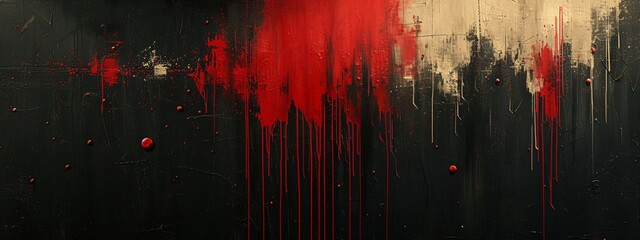 Red Paint Splatters on Black Canvas: A Monthly Art Trend Generative AI
