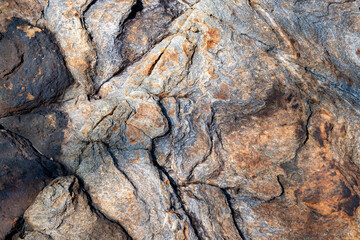 Patterns on old rocks in geological park
