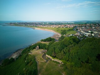 Drone view of Morecambe on a sunny day in England