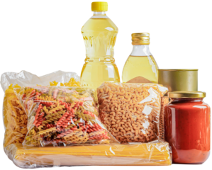 Donation box food support help for poor people in the world isolated on white background.