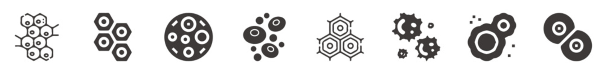 set of various cells icon. Cells and tissues vector icons.