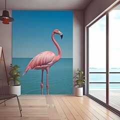 Flamingo Art in Modern Interior