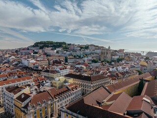 Fototapeta na wymiar Aerial view of Lisbon skyline on a sunny day in Portugal