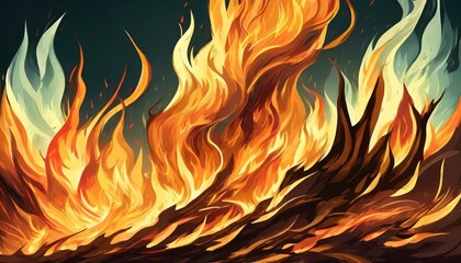 燃え盛る炎の背景イラスト
