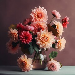 AI generated illustration of a beautiful vibrant blooming floral bouquet arrangement