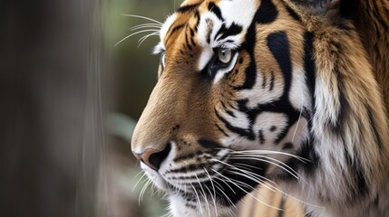 AI generated illustration of a tiger peering curiously through a windowpane