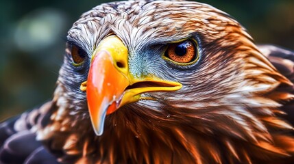 AI generated illustration of a vibrant bird with a yellow beak and bright orange plumage