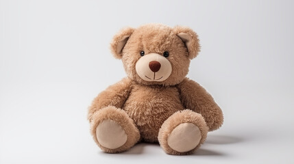 Teddy bear isolated on white background, soft toy for kids.