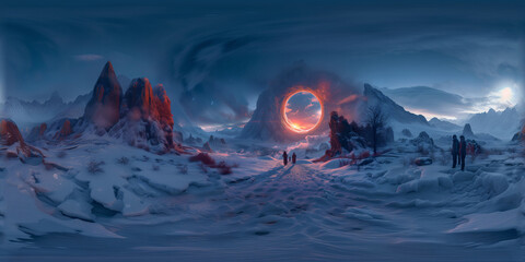 360panorama vr picture, 360 panorama metaverse,sky gate,sunset, snow mountain, visionpro, quest, pico, zhengzh, clouds, panorama, outdoors, landscape, beauty, glacier - obrazy, fototapety, plakaty