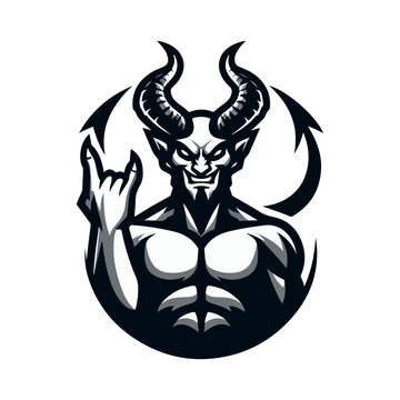 a cool demon mascot logo vector illustration