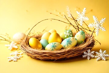 easter eggs on solid background