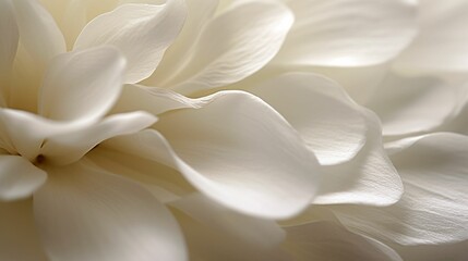 Detailed macro shot of white flower petals illuminated by soft, natural light, AI-generated.