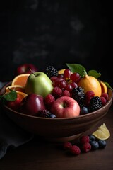 Bowl of fresh fruit with a variety of colors, providing a vibrant and healthy snack, ai-generated