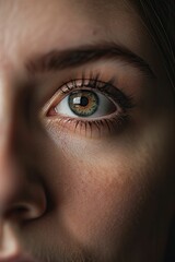 Close-up portrait of a young woman with her bright green eyes the focus of the shot, ai-generated