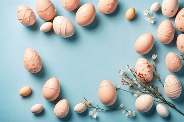 easter eggs on solid background - obrazy, fototapety, plakaty