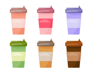 Set of colored glasses on a white background, vector illustration