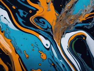 AI generated illustration of a vibrant and abstract mix of colorful swirls and splashes of paint
