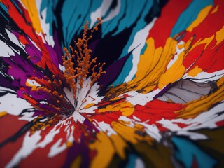 AI generated illustration of a vibrant flower with splash of colors, perfect for wallpapers