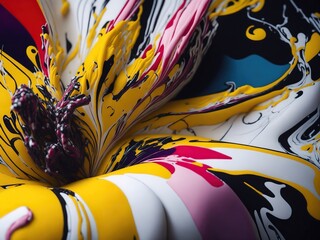 a brightly colored piece of cloth with large flowers on it - obrazy, fototapety, plakaty