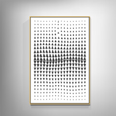 Minimalistic vector of a  mesmerizing abstract black and white  artwork on a grey background