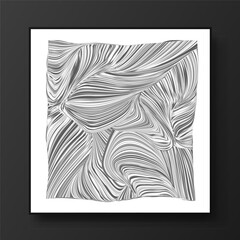 Minimalistic vector of a  mesmerizing abstract black and white  artwork on a black background